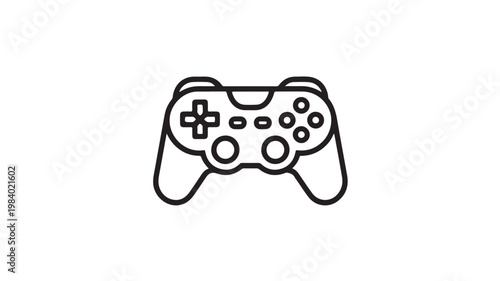 Video Game Controller Vector Gamepad Icon Line Art Minimalist Gaming Console Joystick Illustration Isolated on White Background