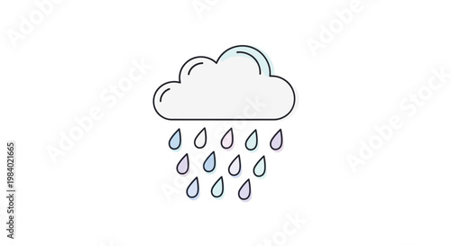 Rain Cloud With Raindrops Falling Down.