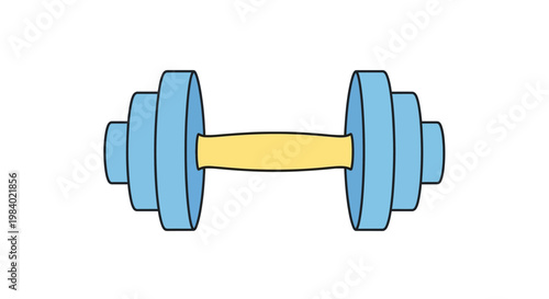 Blue dumbbell weight training equipment.