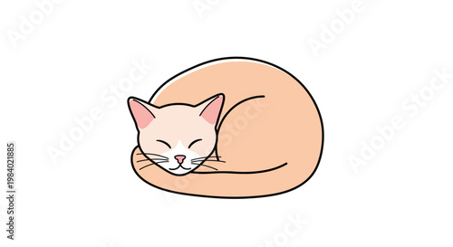 Sleeping Orange Cat Cute Cartoon Animal.