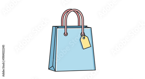 Light Blue Shopping Bag with Tag.