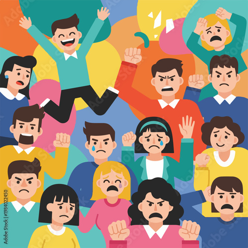 Diverse Group of People Expressing Emotions.