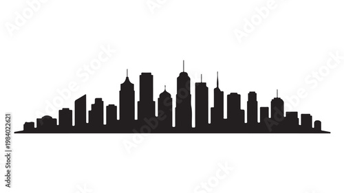 City Skyline Silhouette, Urban Architecture Cityscape with Skyscrapers for Business and Real Estate Development Concepts