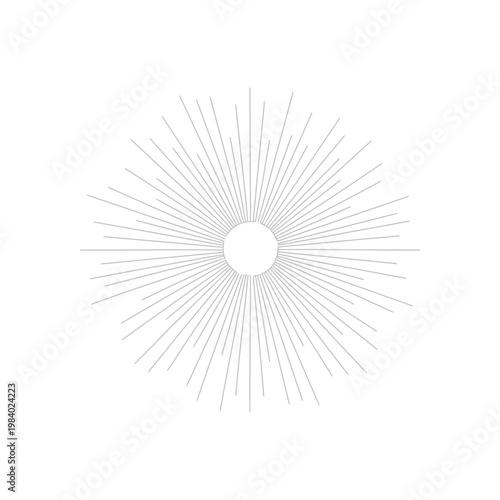 A simple line drawing of a sunburst design with rays emanating from a circle
