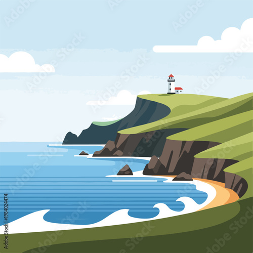Illustration of a serene coastal landscape.
