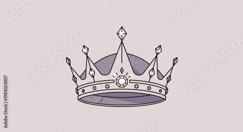 Elegant silver crown decorated with sparkling diamonds and jewels set against a soft purple background for royal and luxury branding.
