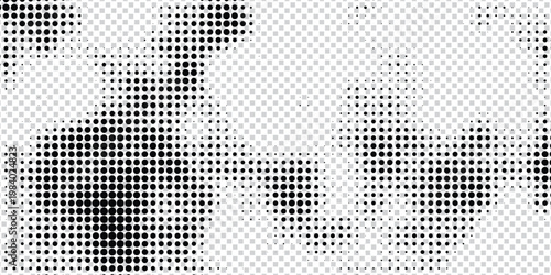 Creative light gradient halftone dots grunge wide background with experimental halftone spread, layered gradients and textured noise, artistic feel, graphic illustration