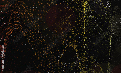 Ethereal glowing wave patterns with radiant dot accents in dark ambiance abstract background