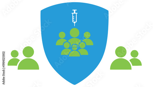 Vaccine, Shield, People Icons, Health Symbols isolated on White Background