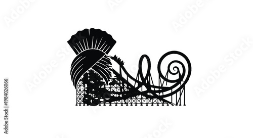 Whimsical turban design with abstract roller coaster elements, symbolizing adventure and tradition.