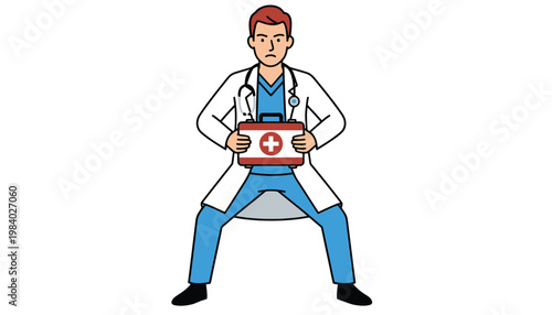Doctor, Medical, First Aid, Cartoon isolated on White Background