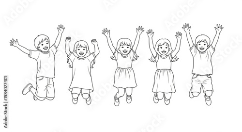 Joyful Children Jumping in Excitement.