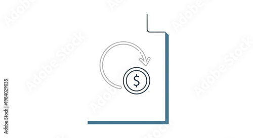 money return financial cycle concept featuring a dollar coin and circular arrow representing financial transactions and business economics.