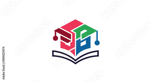 Colorful education logo with book.