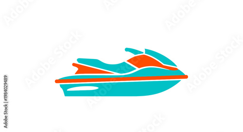 Colorful Jet Ski Water Sports Vehicle.