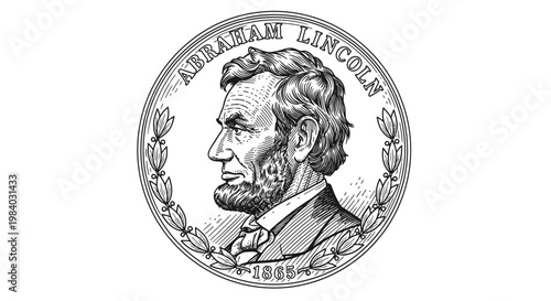Abraham Lincoln US President Coin Portrait.