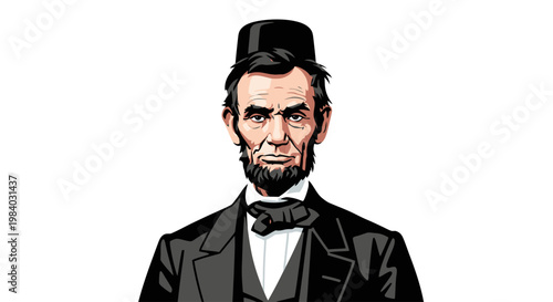 Abraham Lincoln American President Portrait Illustration.