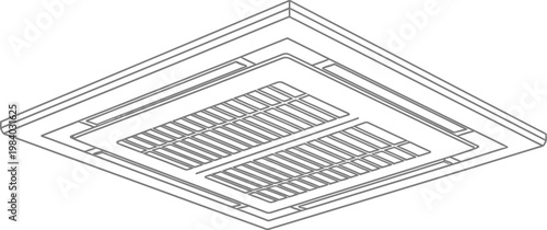 Square air vent cover with a slatted grille design for ceiling installation purposes