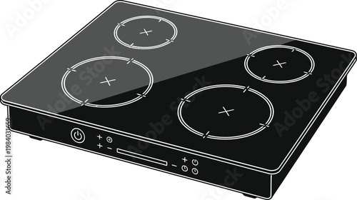 Modern induction cooktop with four burners and sleek design