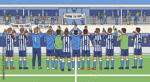 Soccer players standing on field together.