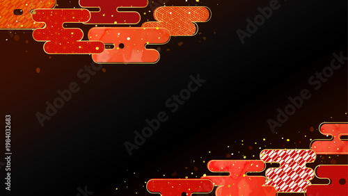 煌めきと和風の雲の背景イラスト