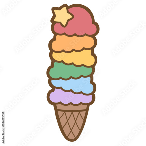 Cute Pride Month Rainbow Ice Cream Clipart png