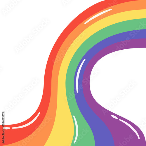 Minimalist Vibrant Wavy Rainbow Illustration, LGBTQ+ Pride Symbol with Glossy Wavy Lines, Vibrant Abstract Equality Design Isolated 