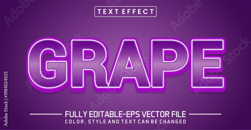 Grape Purple Glossy Text Effect, Fully Editable EPS Vector Style