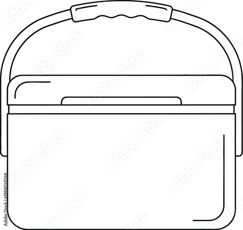 Vector graphic illustration of a lunch box with a handle and flip top