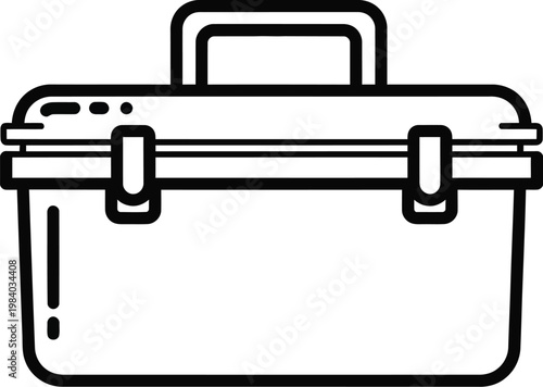 Vector graphic illustration of a portable cooler box with handle and latches