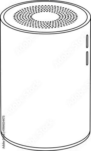 Vector graphic illustration of a cylindrical speaker design with a mesh top
