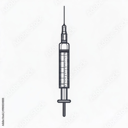 single medical syringe with long needle, graduated barrel, plunger and finger flange conveying sterile clinical precision
