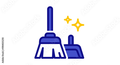 Broom and dustpan cleaning tools.