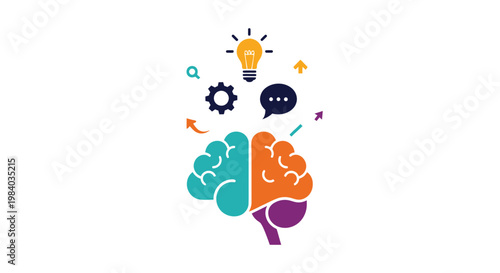 Brain with colorful creative thinking concepts.