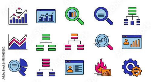 Business infographic icons and symbols.
