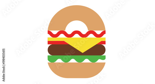 Colorful burger icon with cheese.