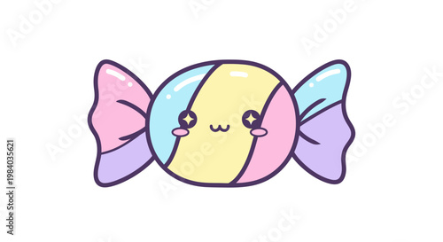 Colorful candy with smiling face.