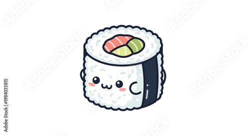 Cute Sushi Roll with Smiling Face.