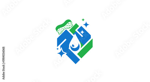Green and blue logo design element.