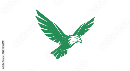 Green Eagle Bird Flying Wings Spread.
