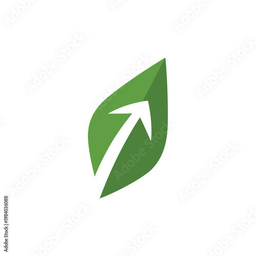 Green leaf with white arrow symbol.