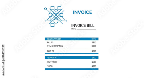 Invoice bill document template form.