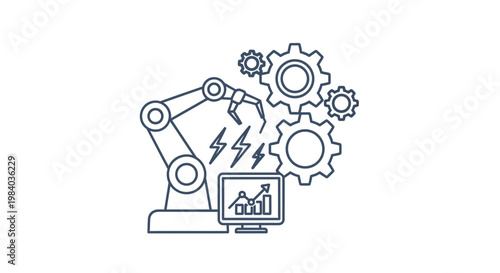 Industrial robotic arm with computer screen.