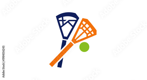 Lacrosse Sticks and Green Ball Icon.