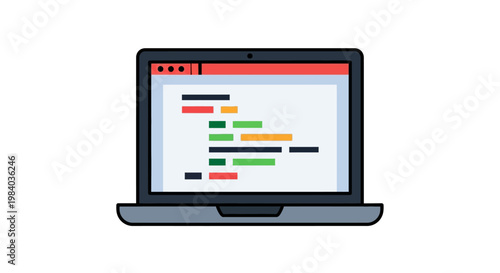 Laptop with colorful bars on screen.