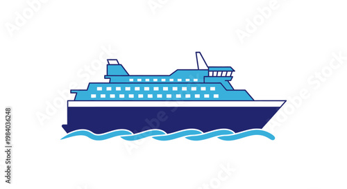 Large Blue Cruise Ship Vessel.