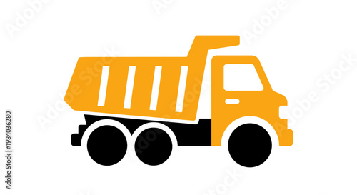 Large Yellow Construction Dump Truck Vehicle.