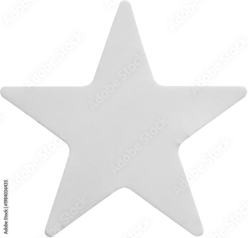 White star shape paper sticker label isolated on white background