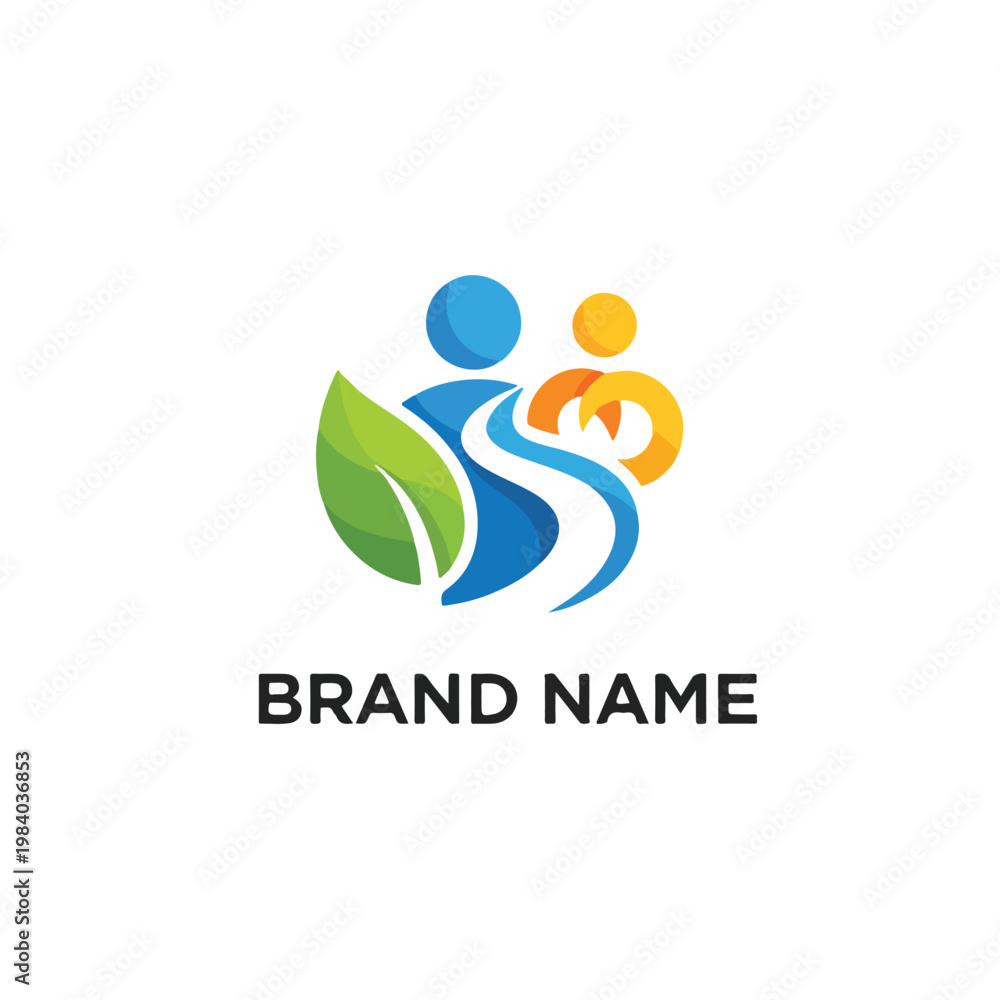 Obraz premium Logo with human and leaf design.