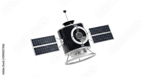 3D Rendering of a Futuristic Satellite with Solar Panels